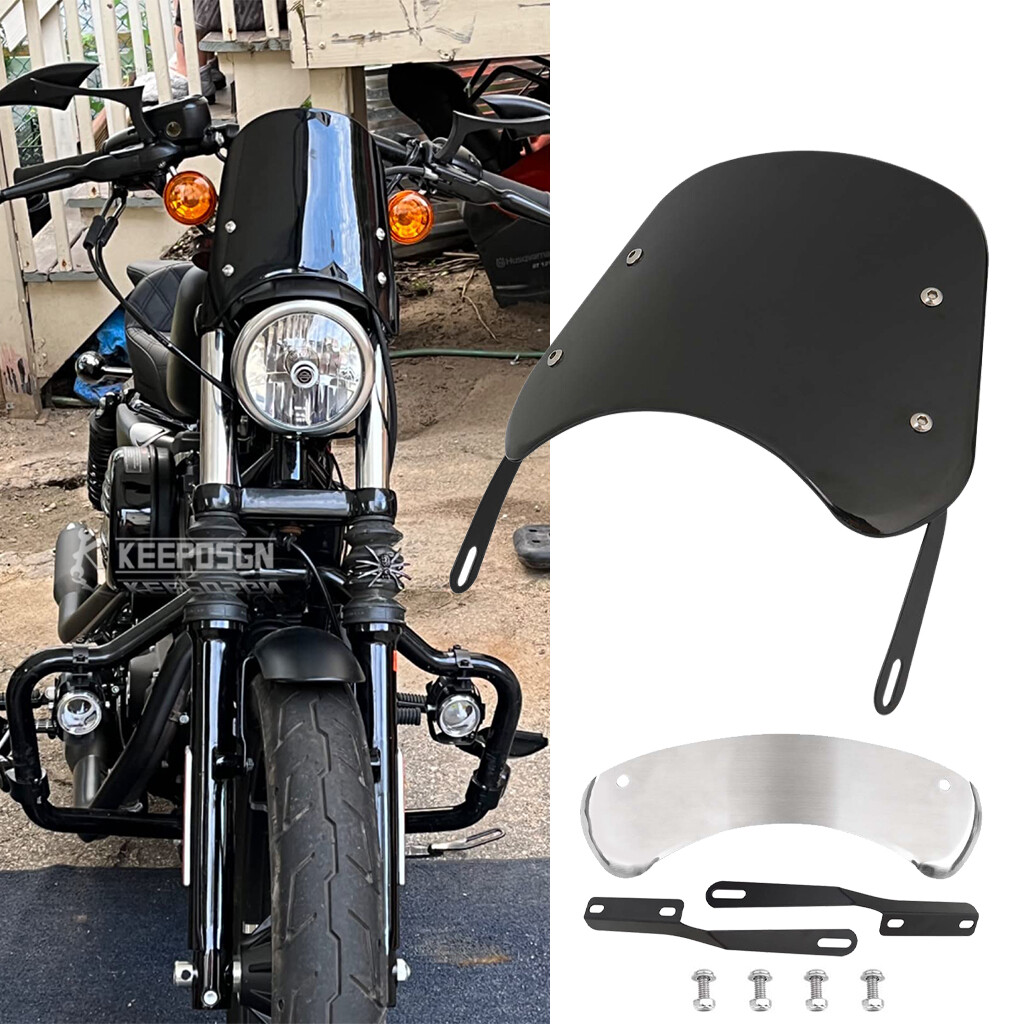 Retro Motorcycle Windshield Windscreen For Harley Honda Suzuki 5-7