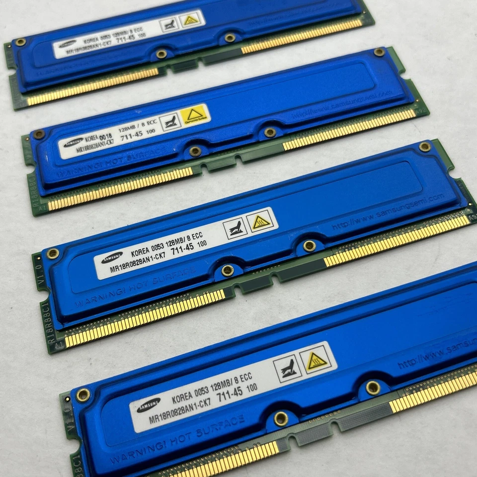 256MB 2x128mb 711-45 184 pin RDram Memory Rambus ECC Samsung MR 128mb / 8 ECC - Image 4 of 4