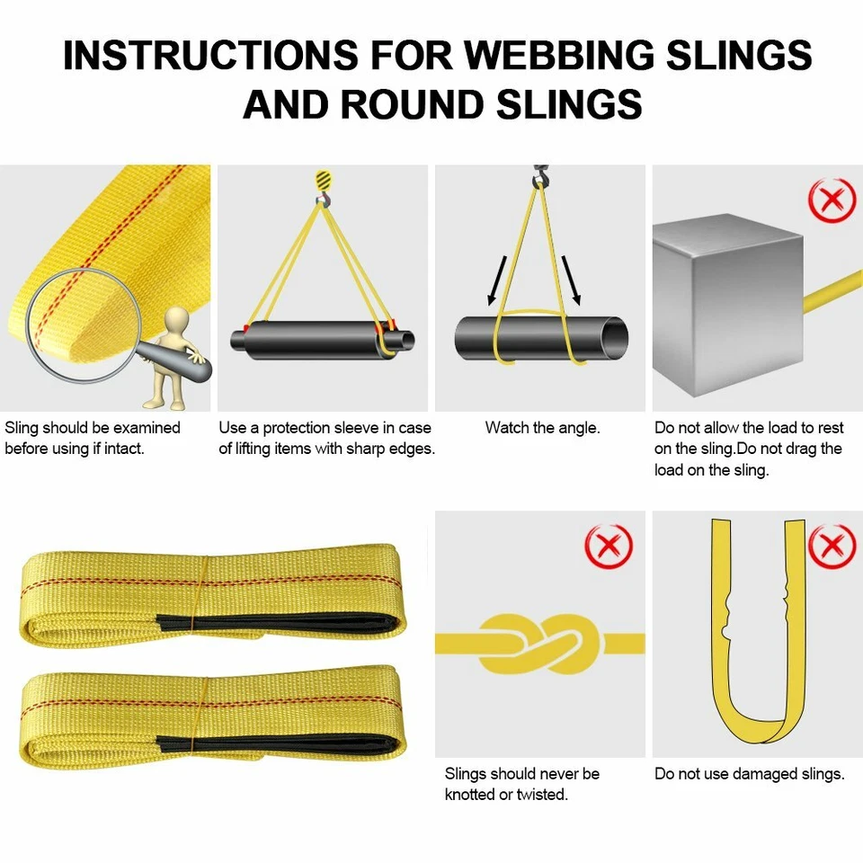 2pcs 6' x 2" Heavy Duty Nylon Lifting Sling Tow Strap Web Vertical Choker Basket - Image 2 of 4