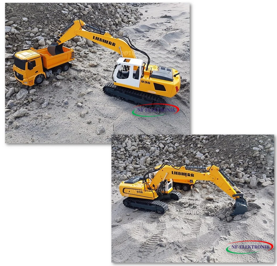 Liebherr RC Schaufel Bagger Spielzeug 2,4Ghz 1:20 + RC LKW Mercedes Arocs 1:26 - Bild 4 von 4