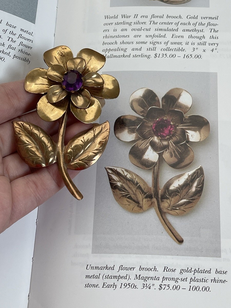 Vintage　1940’s flower handpaint brooch Vintage Handmade Flower Brooch 1940/50's Delicate Colourful