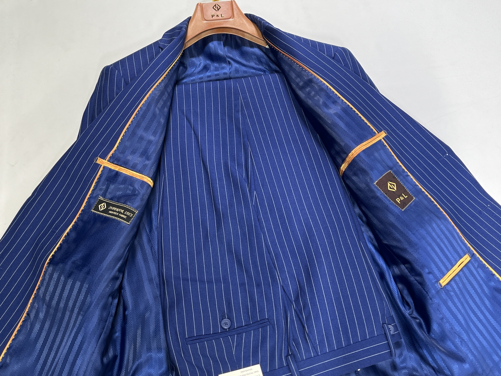 Mens P and L Blue Pinstripe Two Button Classic Fit Suit 40S NEW eBay