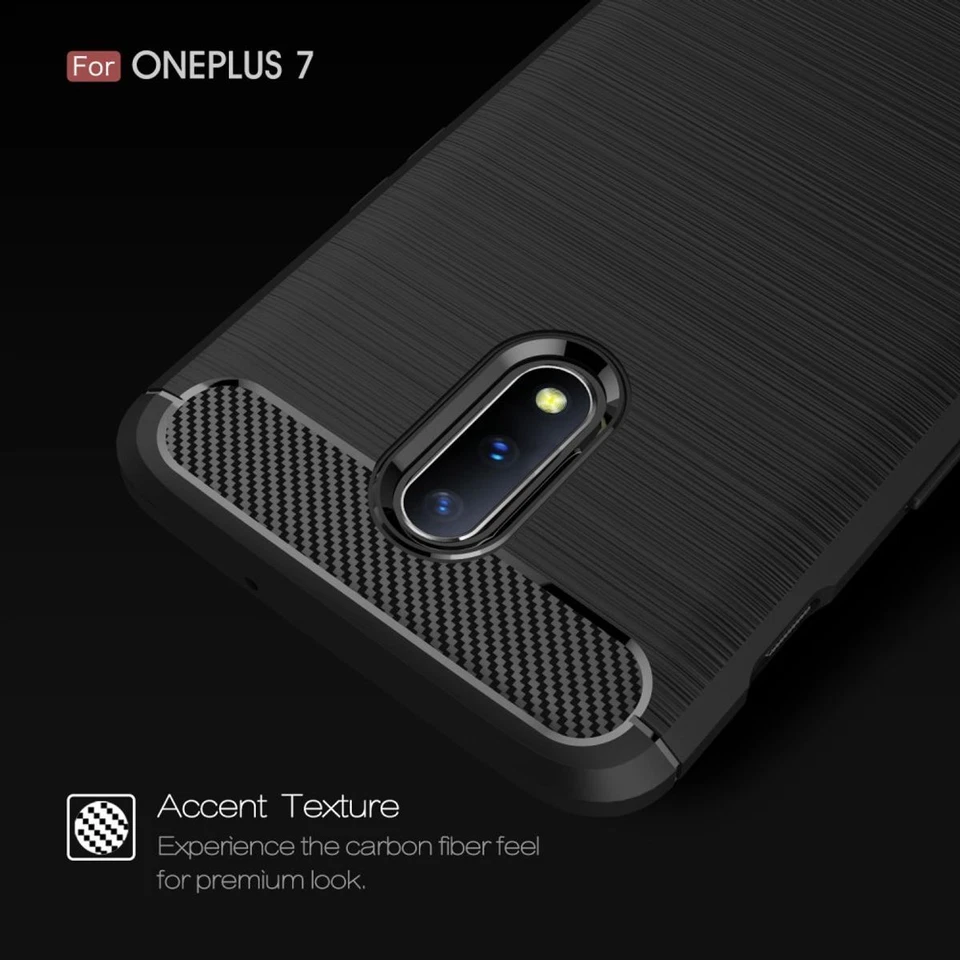 OnePlus 7 Custodia Cover per Cellulare Protezione Protettiva Carbonio Bumper Blu - Immagine 4 di 4