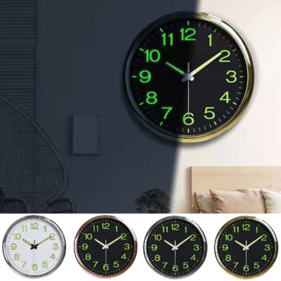 12'' Wall Clock Battery Operated Silent Luminous Glow In the Dark for LivingRoom