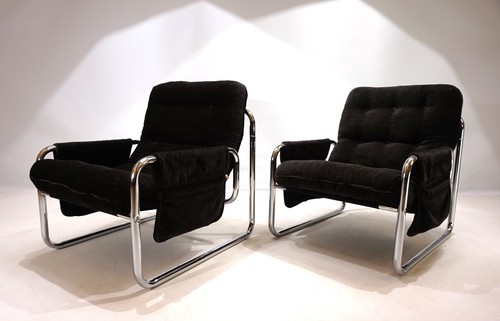 2er-Set Herlag Chrom-Freischwinger-Sessel von Johan Bertil Häggström, 1970 - Bild 12 von 24