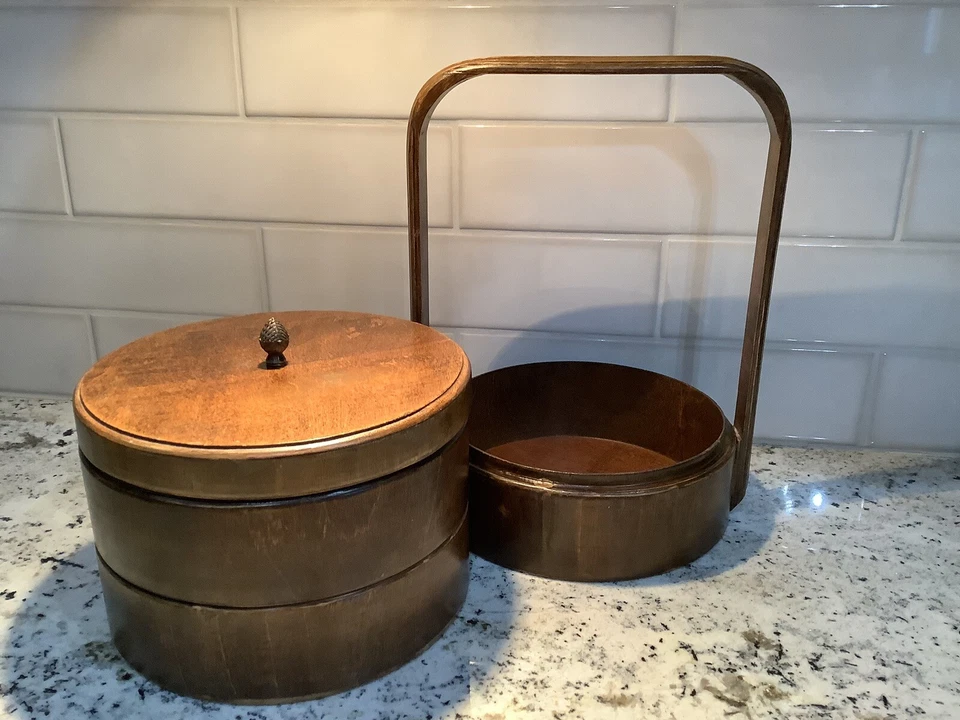 Bento Type- Tiffin 3 Tier  Asian Style Lunch Box Wood - Image 4 of 4