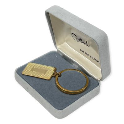 Vintage NOS 18K Keychain by Calibri 18 KT GOLD Electroplate New In Box Key Chain