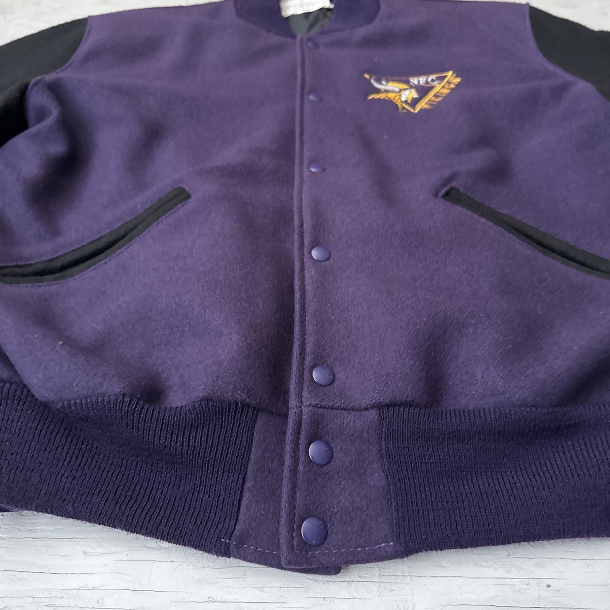 激レア♡ 極美品♡ PHIGVEL OLD WOOL SPORTS JACKET Vintage NFL Minnesota Vikings DeLONG Wool Button Up Varsity Jacket