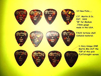 Vintage Martin Guitar Picks #1 Medium gauge .73mm 12-picks in this set (NOS)