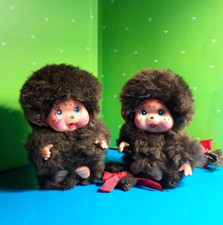 "MONCICCI", giocattolo vintage, 2 pezzi, colore marrone scuro, altezza 8 cm.