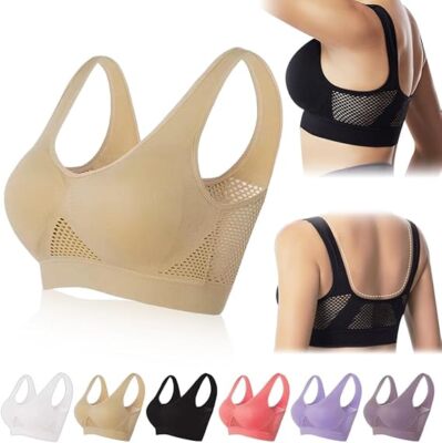Womens Sexy Sports Bra Form Bustier Tops Breathable Mesh Stretch Sports Yoga Bra