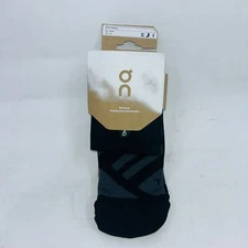 ON RUNNING MEN'S BLACK/SHADOW COMFORTABLE FLAT TOE MESH PERFORMANCE MID SOCKS