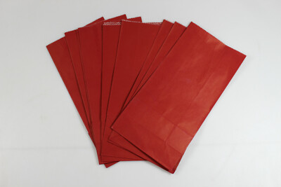 Bundle 10 Red Paper Sacks 9 1/2'' Tall ( Lunch Sack ) ( Bin C4- M )
