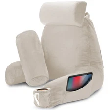 Reading Pillow Shredded Memory Foam Bed Rest Backrest Pillow with Arms & Pocket