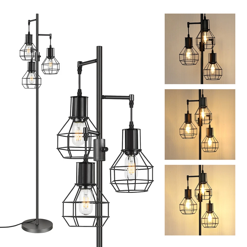 Промышленная напольная лампа с регулируемой яркостью EDISHINE фермерский дом 3 лампы напольная лампа для дерева  - Изображение 3 из 4