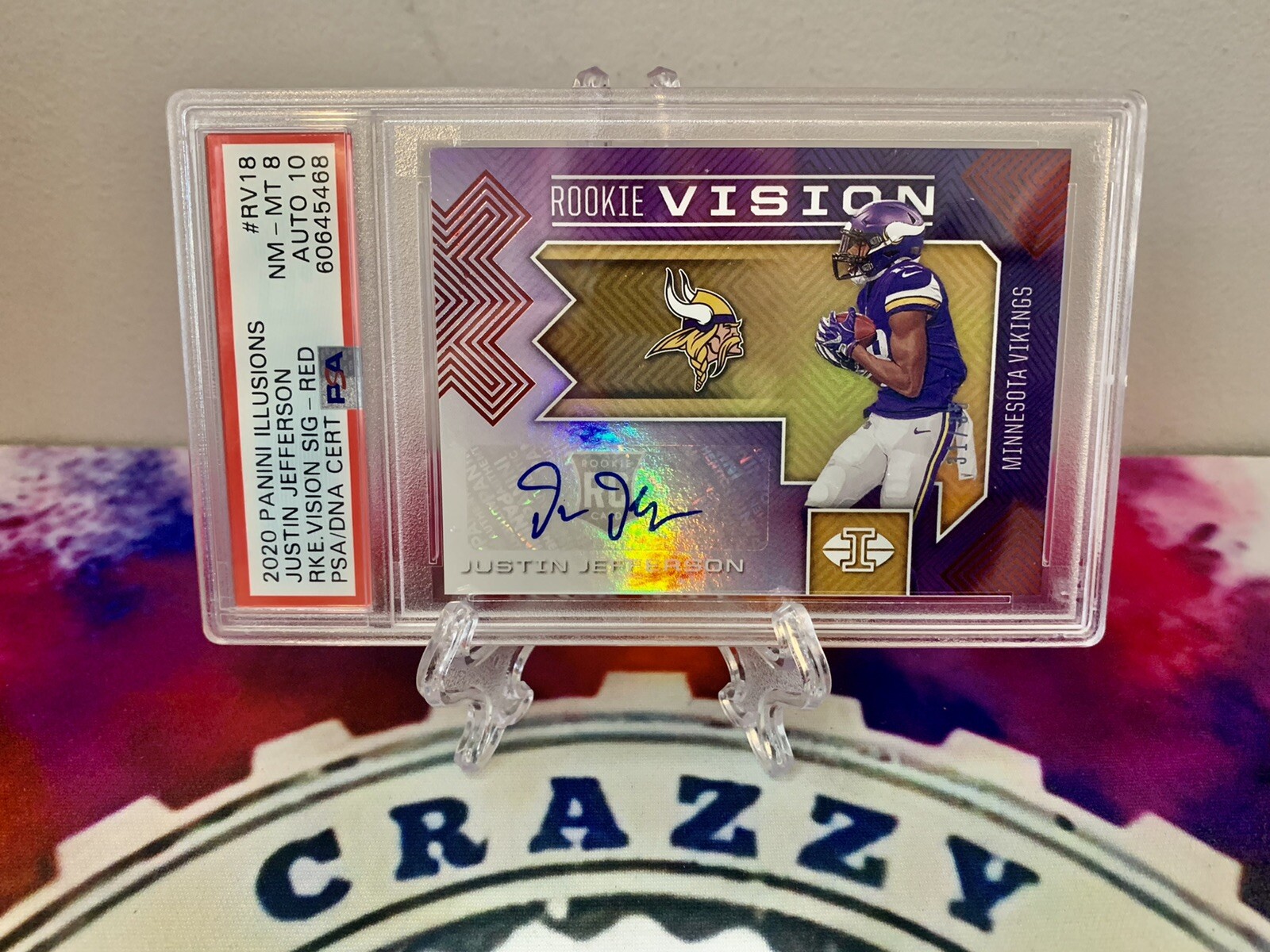 Justin Jefferson Panini Illusions Rookie Vision Signatures #RV18 Red