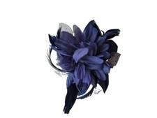 NEW Navy Blue Flower Feather Fabric Fascinator Comb Wedding Formal Prom Races