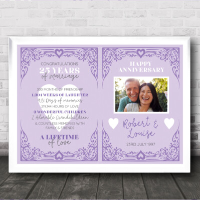 25 Jahre Ehe 25. Hochzeitstag Paar Bilderrahmen Geschenk Druck