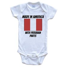 Made In America With Peruvian Parts Peru Flag Funny Baby Bodysuit