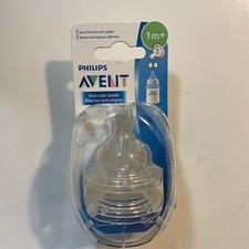 Phillips Avent Anti-Colic Nipple, Slow Flow, 1 mo 2 Nipples In Pack
