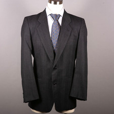 Jones New York Mens Sport Coat 40L Gray Red Blue Windowpane Ventless Jacket
