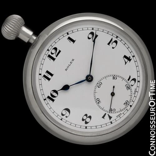 1940's ROLEX WWII British Military 52mm Nickel Pocket Watch - Original with Warr