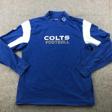 Indianapolis Colts Shirt Mens XL Blue Long Sleeve Embroidered Spell Out Reebok *