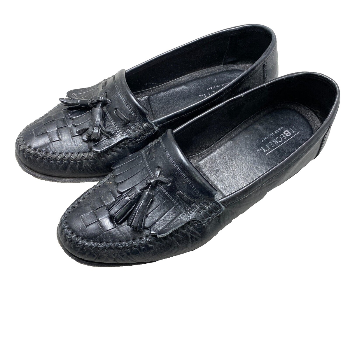 J T BECKETT LOAFERS JT Beckett Loafer Dress Shoes 8 D Black Wingtip Tassels  main image 3
