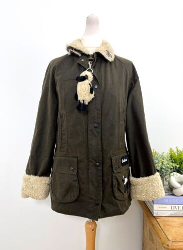 New BARBOUR x SHAUN THE SHEEP Beadnell Wax Jacket Size UK 12 EU 38 USA 8 Large