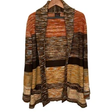 VTG Richman Brothers Open Cardigan Sweater Sz Large Mens, Shawl Collar, Brown