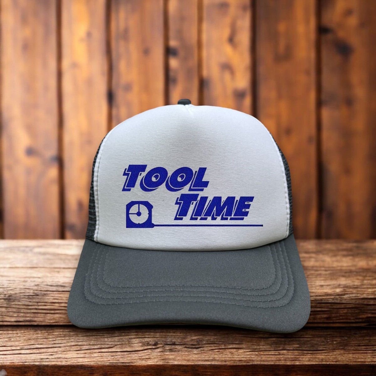 Home Improvement Tool Time Mens Trucker Hat Grey Snapback 90s