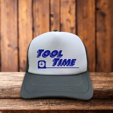 Home Improvement Tool Time Mens Trucker Hat Grey Snapback 90s Retro TV Ball Cap