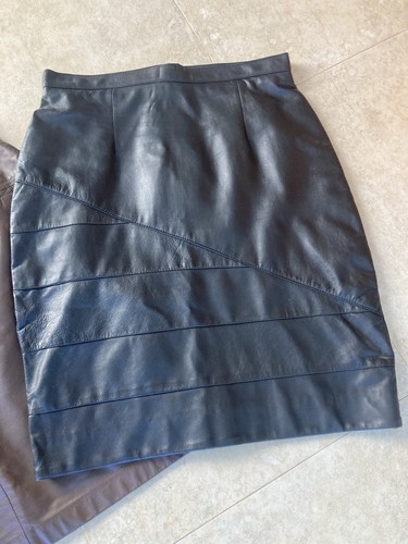 Vintage Y2K Lot Of 2 Lined Leather Midi Skirts in Black & Brown Size M (6-8) EUC - Picture 2 of 11