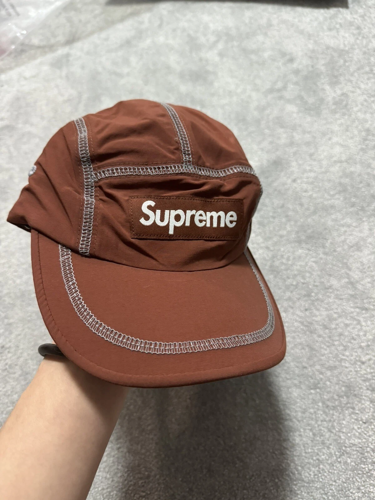 Casquette de camp neuve logo suprême point réfléchissant boussole marron taille libre