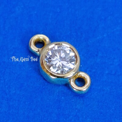 0,07 kt 14 K massiver Gelbgold Diamant Einfassung Stecker (1 Stück)