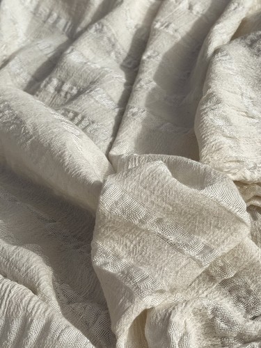 Organic Cotton Fabric By 2 Meters, Windowpane Pattern, Dobby Face Fabric. - Picture 14 of 23