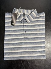 NWT MEN'S ADIDAS 2 COLOR STRIPE POLO, SIZE: 2XL, COLOR: NAVY/WHITE J553 
