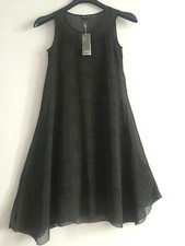 NWT $378 Eileen Fisher Silk Chiffon  Flare Thumbprint  Dress size XXS (XS)