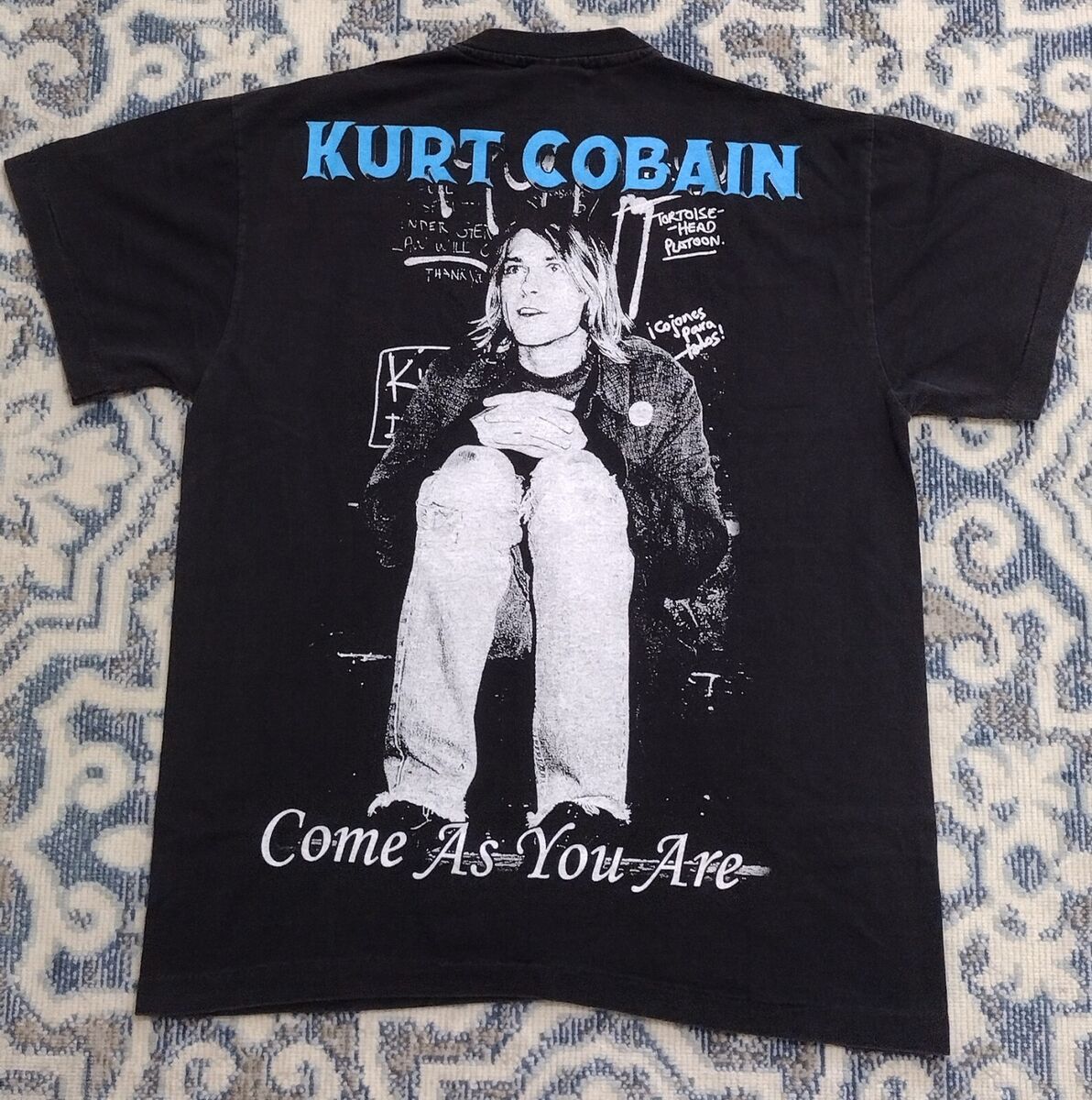 Vtg Kurt Cobain T Shirt Sz Large Modern Boot AOP Single Vtg Kurt Cobain T Shirt Sz Large Modern Boot AOP Single