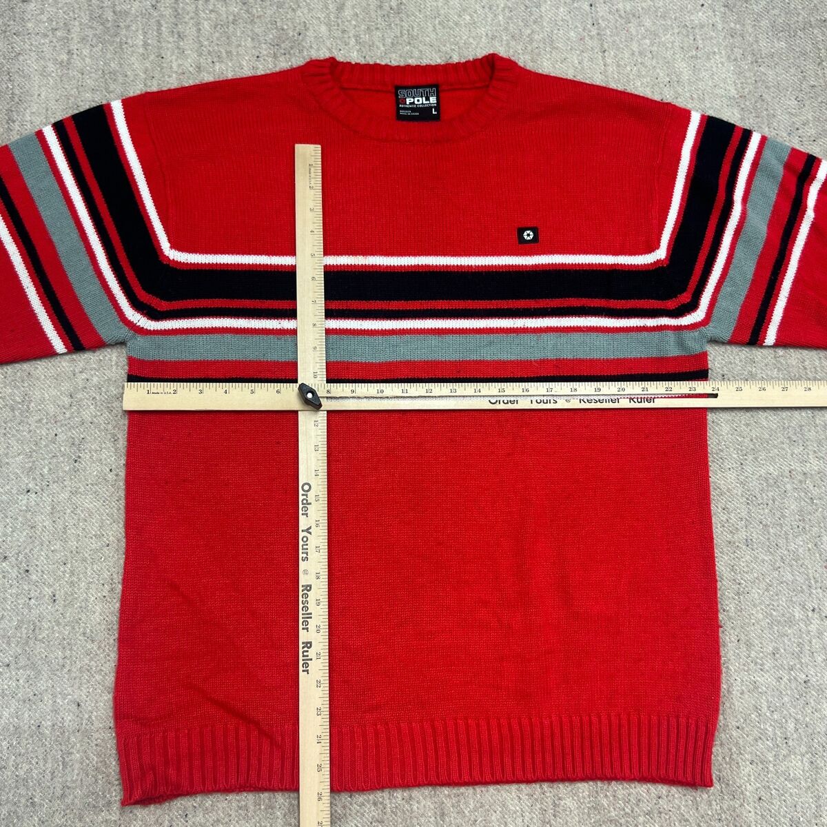 Vintage South Pole Sweater Mens Large Red 2000s Y2K Striped Vintage South Pole Sweater Mens Large Red 2000s Y2K Striped