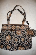 Borsa VERA BRADLEY MORGAN tote bag ~ $63 CAFFE LATTE marrone nero paisley + custodia