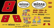  8 Bobby Hillin jr. Midas Chevrolet 1/64th HO Scale Nascar Slot Car Decals