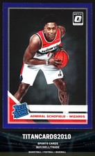 Admiral Schofield 2019-20 Donruss Optic Rated Rookie Purple Holo RC Wizards #187
