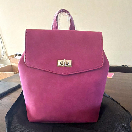 Vanessa Williams Mini Backpack Merlot Turn Lock Silver Hardware Adjustable Strap