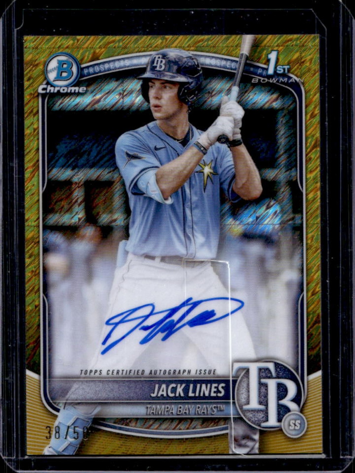 2025 Bowman Jack Lines Chrome Auto Gold Shimmer Refractor 1st Prospect #38/50
