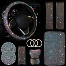 11 Pcs Bling Car Accessories Set,Bling Car Accessories Set for Women, Bling Stee