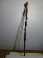 ANTIQUE Folk Art "WALKING STICK CANE WITH SKULL HEAD" Very Unusual SCARY TEETH