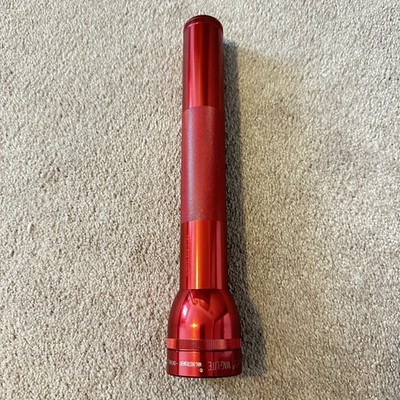 MAG-LITE 3 D Cell Flashlight - Made in USA, RED, 12'' Heavy Duty Maglite