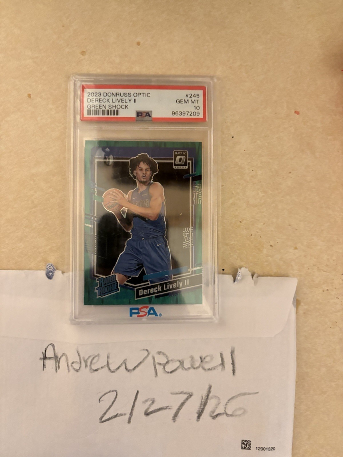 2023-24 Panini Donruss Optic - Ratedrc Dereck Lively #245 Green Shock Prizm (RC)