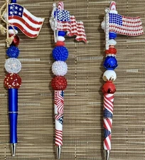 Patriotic American Flag Fourth Of July, July Pens Rhinestones Beaded